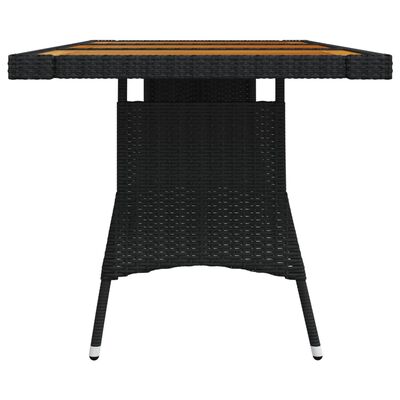 vidaXL fekete polyrattan és tömör akácfa kerti asztal 160 x 70 x 72 cm