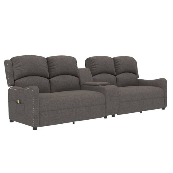 vidaXL 4 személyes világosszürke szövet masszázsfotel pohártartóval