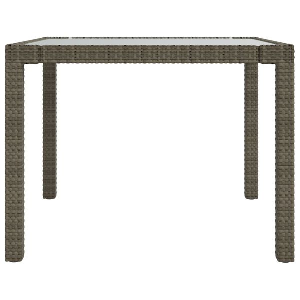 vidaXL szürke polyrattan és edzett üveg kerti asztal 90 x 90 x 75 cm