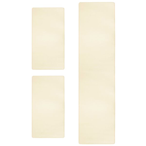 vidaXL 3 db krémszínű magas szálú bozontos ágy előtti szőnyeg