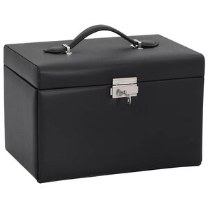 vidaXL &eacute;kszerdoboz 3 r&eacute;tegű t&uuml;k&ouml;rrel z&aacute;rhat&oacute; fekete 26x18x17,5 cm