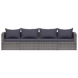 vidaXL 4-r&eacute;szes sz&uuml;rke polyrattan kerti &uuml;lőgarnit&uacute;ra p&aacute;rn&aacute;kkal