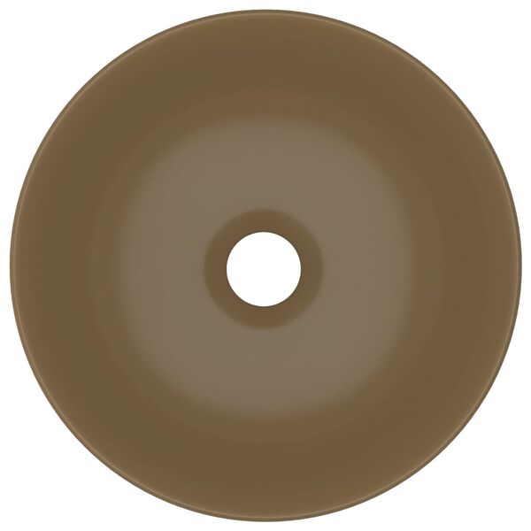 vidaXL kerek matt krémszínű kerámia mosdókagyló