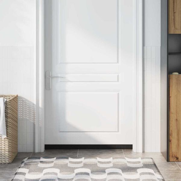 vidaXL Csavaros Ajt&oacute; Kefe Z&aacute;r 2 pcs Fekete 100 cm Alum&iacute;nium &ouml;tv&ouml;zet