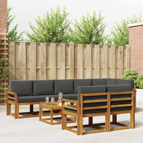 vidaXL K&uuml;lt&eacute;ri kanap&eacute; szett p&aacute;rn&aacute;val 9 pcs Term&eacute;szetes &eacute;s antracit