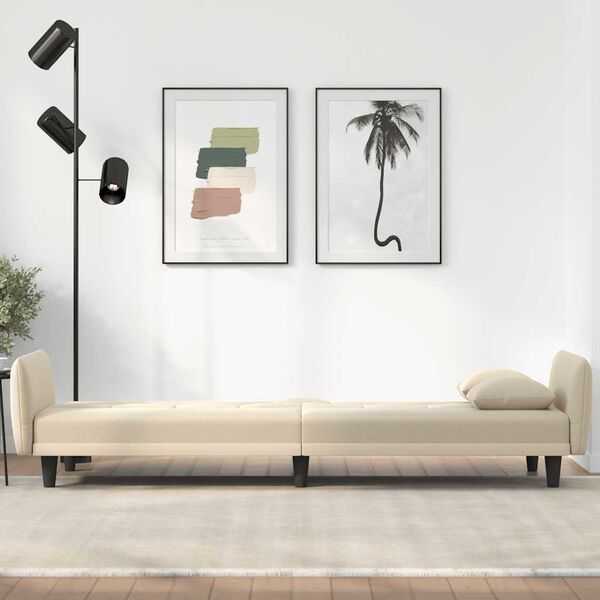 vidaXL kr&eacute;msz&iacute;nű sz&ouml;vet kanap&eacute;&aacute;gy poh&aacute;rtart&oacute;kkal