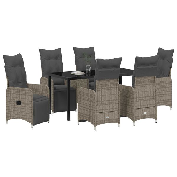 vidaXL Kert &eacute;tkező szett p&aacute;rn&aacute;val 7 pcs Sz&uuml;rke polirattan