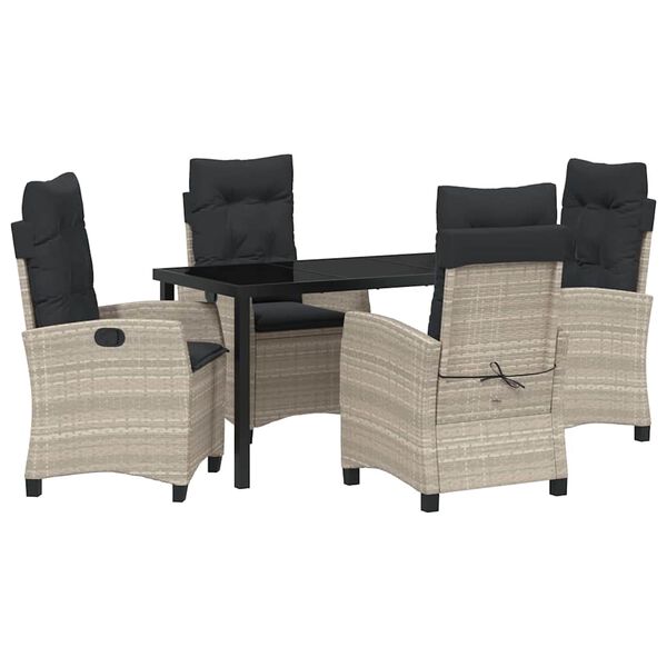 vidaXL Kert &eacute;tkező szett p&aacute;rn&aacute;val 5 pcs Vil&aacute;gossz&uuml;rke polirattan