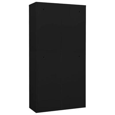vidaXL fekete acél és edzett üveg irodai szekrény 90 x 40 x 180 cm