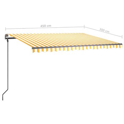 vidaXL sárga-fehér automata szélérzékelős és LED-es napellenző 4,5x3 m