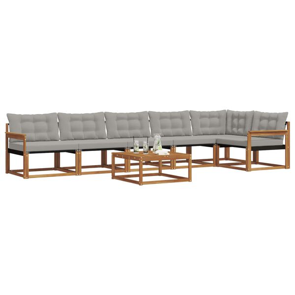 vidaXL K&uuml;lt&eacute;ri kanap&eacute; szett 7 pcs Term&eacute;szetes &eacute;s Vil&aacute;gossz&uuml;rke