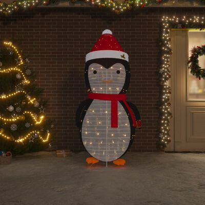 vidaXL dekoratív luxus szövet karácsonyi LED-es hópingvinfigura 180 cm