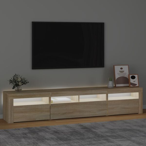 vidaXL sonoma tölgy színű TV-szekrény LED-lámpákkal 210x35x40 cm