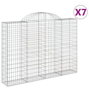 vidaXL 7 db &iacute;ves horganyzott vas gabion kos&aacute;r 200x30x140/160 cm