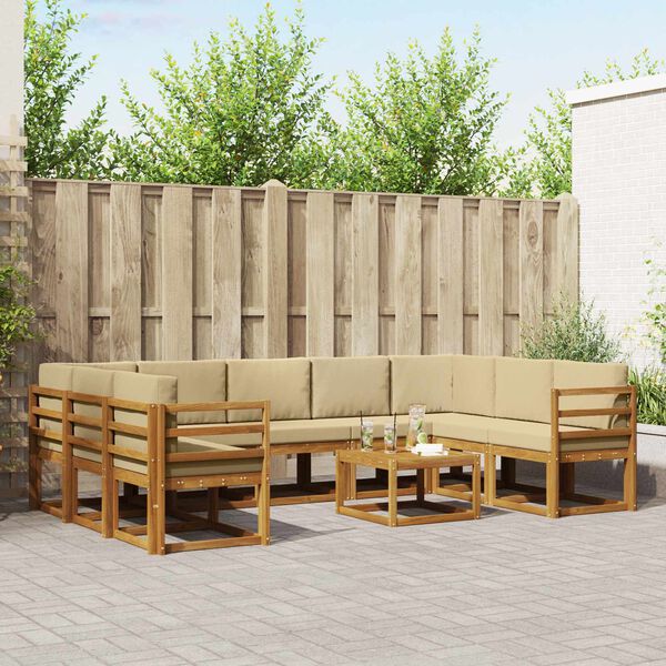 vidaXL K&uuml;lt&eacute;ri kanap&eacute; szett p&aacute;rn&aacute;val 10 pcs Term&eacute;szetes &eacute;s b&eacute;zs