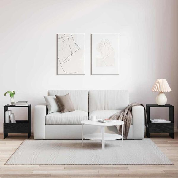 vidaXL Magazin &aacute;llv&aacute;ny 2 pcs Fekete t&ouml;lgy 35 x 30 x 45 cm