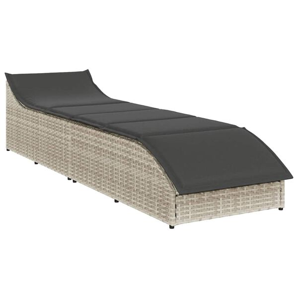 vidaXL összecsukható napozóágy párnával és tárolóval polyrattan