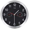vidaXL kvarcszerkezetes fekete fali&oacute;ra higrom&eacute;terrel, hőm&eacute;rővel 30 cm
