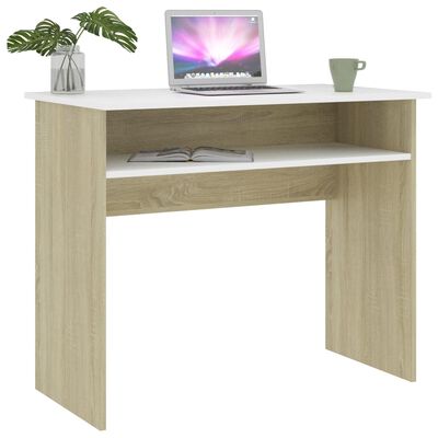 vidaXL fehér-sonoma színű forgácslap íróasztal 90 x 50 x 74 cm