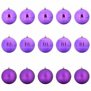 vidaXL Kar&aacute;csonyi D&iacute;szszett XL 15 db Lila &Oslash; 10 cm Műanyag