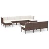 vidaXL 11 r&eacute;szes barna polyrattan kerti b&uacute;torszett p&aacute;rn&aacute;kkal