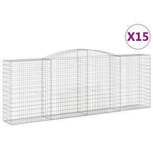 vidaXL 15 db &iacute;ves horganyzott vas gabion kos&aacute;r 400x50x140/160 cm