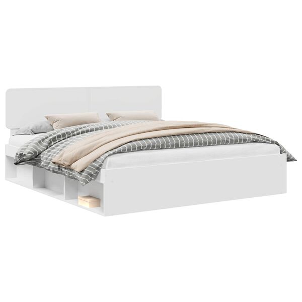 vidaXL Ágykeret fejtámlával Fehér 180 x 200 cm Tömör fenyőfa