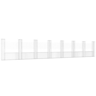 vidaXL U-alakú vas gabionkosár 8 oszloppal 860 x 20 x 150 cm