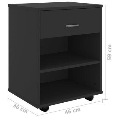 vidaXL fekete forgácslap kerekes szekrény 46x36x59 cm