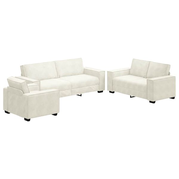 vidaXL 3 részes krém bársony ülőgarnitúra párnákkal