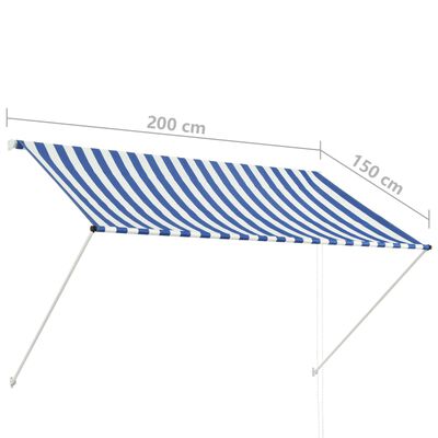 vidaXL feltekerhető kék és fehér napellenző 200 x 150 cm
