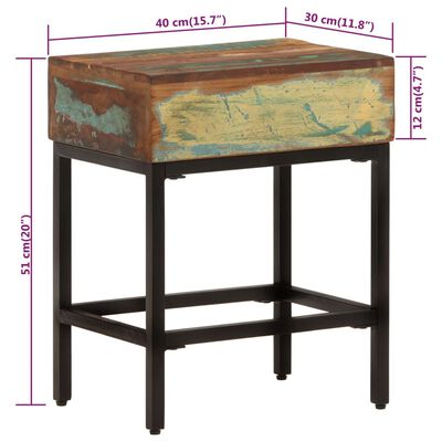vidaXL tömör újrahasznosított fa kisasztal 40 x 30 x 51 cm