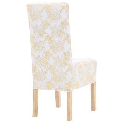 vidaXL 6 darab fehér szabott sztreccs székszoknya aranyszínű mintával