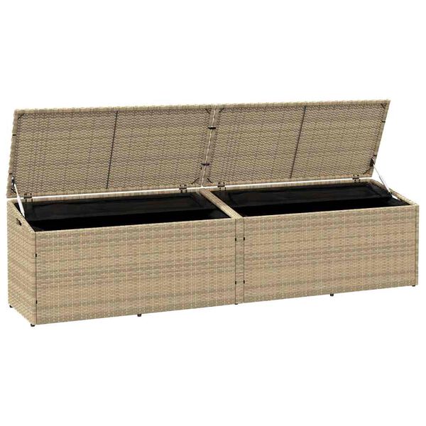 vidaXL b&eacute;zs polyrattan kerti t&aacute;rol&oacute;l&aacute;da 220x50x58 cm