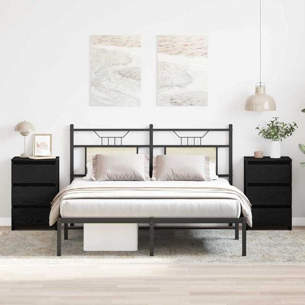 vidaXL &Eacute;jjeliszekr&eacute;ny 2 pcs Fekete t&ouml;lgy 40 x 35 x 62,5 cm Faanyag