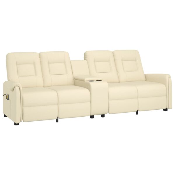 vidaXL 4 személyes krém dönthető masszázsfotel pohártartóval