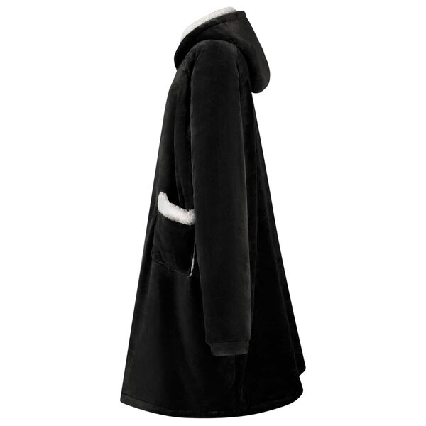 vidaXL Takar&oacute; pul&oacute;ver Fekete L Mikrosz&aacute;las &eacute;s Flanel