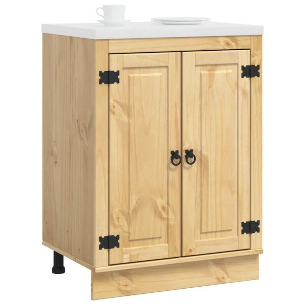 vidaXL Cabinet ajt&oacute;val SKI M&eacute;zes Barna 60 x 46 x 81,5 cm T&ouml;m&ouml;r fenyőfa