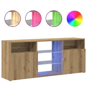 vidaXL k&eacute;zműves t&ouml;lgy szerelt fa TV-szekr&eacute;ny LED-ekkel 120x30x50 cm