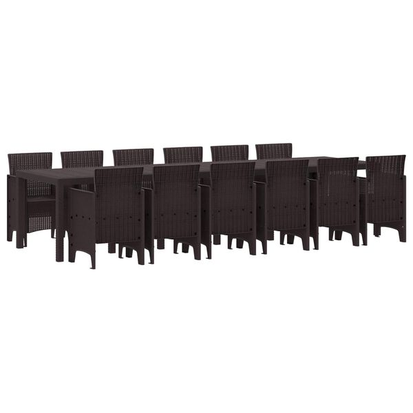 vidaXL Kert &eacute;tkező szett 13 pcs Barna Polt rattan