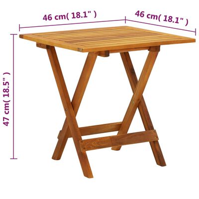 vidaXL tömör akácfa bisztróasztal 46 x 46 x 47 cm