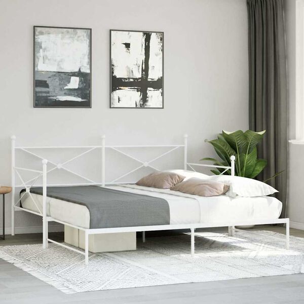 vidaXL Daybed with Trundle without Mattress White 100x190 cm ac&eacute;l