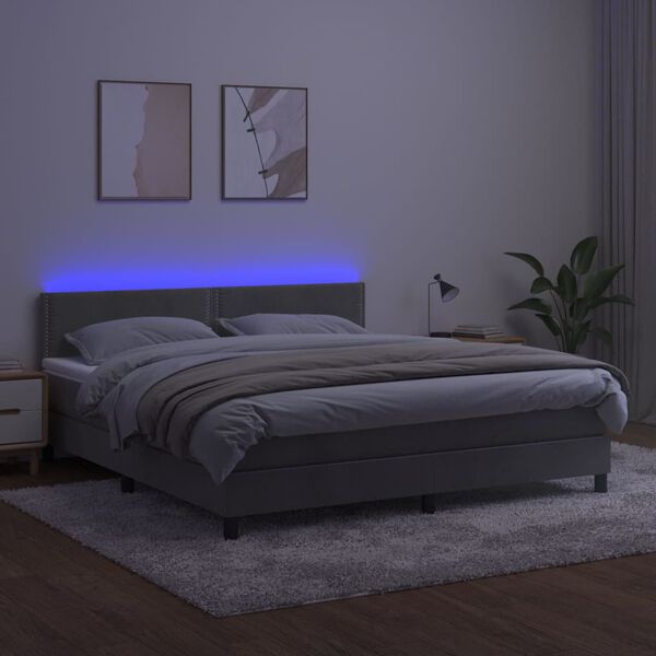 vidaXL vil&aacute;gossz&uuml;rke b&aacute;rsony rug&oacute;s &eacute;s LED-es &aacute;gy matraccal 160x200 cm