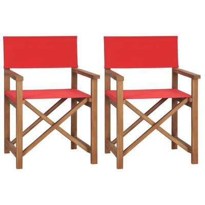 vidaXL 2 db piros tömör tíkfa rendezői szék