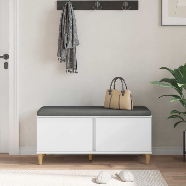 vidaXL Előt&eacute;r pad p&aacute;rn&aacute;val t&aacute;rol&oacute;val ajt&oacute;val Feh&eacute;r 100 x 38 x 46 cm