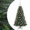 vidaXL Műfenyő g&ouml;mb&ouml;kkel 120 cm 150 LED Meleg feh&eacute;r PVC &eacute;s f&eacute;m Z&ouml;ld