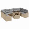 vidaXL Kanap&eacute; Szett 10 db Beige &eacute;s Vil&aacute;gossz&uuml;rke polirattan