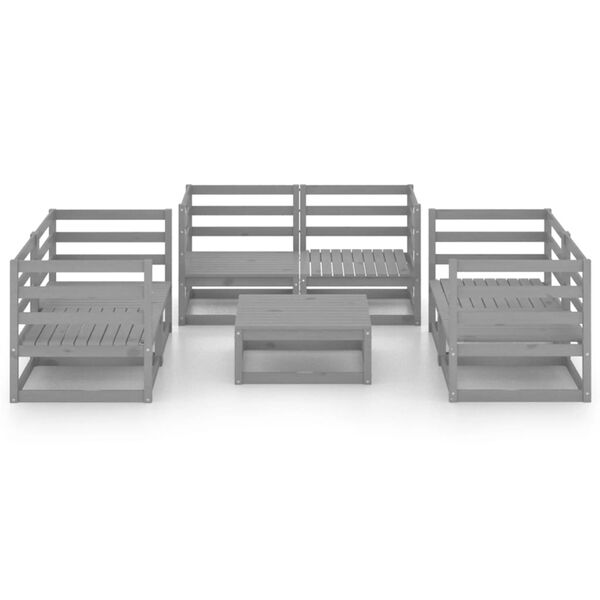 vidaXL 7 r&eacute;szes sz&uuml;rke t&ouml;m&ouml;r fenyőfa kerti &uuml;lőgarnit&uacute;ra