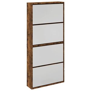 vidaXL f&uuml;st&ouml;s t&ouml;lgy 4 szintes cipőszekr&eacute;ny t&uuml;k&ouml;rrel 63 x 17 x 134 cm
