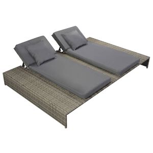 vidaXL sz&uuml;rke k&eacute;tszem&eacute;lyes polyrattan napoz&oacute;&aacute;gy p&aacute;rn&aacute;val